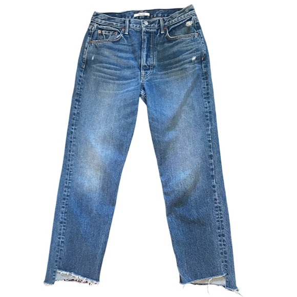 GRLFRND Helena Straight Leg Raw Step Hem Blue Denim Jean Size 28 - Picture 4 of 12